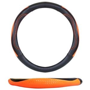 FUNDA PARA VOLANTE MEDIANA DE 38 CM DE COLOR NEGRO CON NARANJA.