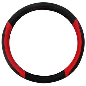 FUNDA PARA VOLANTE MEDIANA DE 38 CM DE COLOR NEGRO CON ROJO.