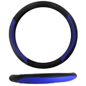 FUNDA PARA VOLANTE MEDIANA DE 38 CM DE COLOR NEGRO CON AZUL.