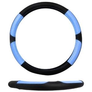 FUNDA PARA VOLANTE MEDIANA DE 38 CM DE COLOR NEGRO CON AZUL.
