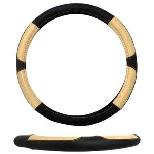 FUNDA PARA VOLANTE MEDIANA DE 38 CM DE COLOR NEGRO CON CAFÉ.