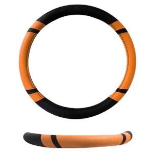 FUNDA PARA VOLANTE MEDIANA DE 38 CM DE COLOR NEGRO CON NARANJA.