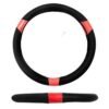 FUNDA PARA VOLANTE MEDIANA DE 38 CM DE COLORNEGRO CON ROJO.