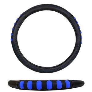 FUNDA PARA VOLANTE MEDIANA DE 38 CM NEGRA DEDOS MARCADOS DE COLOR AZUL