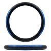 FUNDA PARA VOLANTE MEDIANA DE 38 CM NEGRA 2 SECCIONES LINEAS HORIZONTALES DE COLOR AZUL