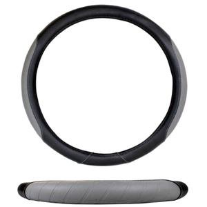 FUNDA PARA VOLANTE MEDIANA 38 CM NEGRA DOS SECCIONES LATERALES DE COLOR AZUL
