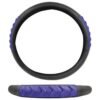 FUNDA PARA VOLANTE MEDIANA DE 38 CM NEGRA/ BASE DE MASAJE DE FLECHAS DE COLOR AZUL