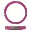 FUNDA PARA VOLANTE MEDIANA ROSA CON REFLEJANTE PLATA DE 38 CM CON FLORES.