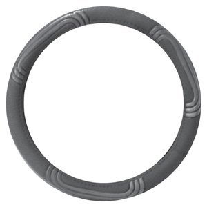 FUNDA PARA VOLANTE MEDIANA CON REFLEJANTE DE 38 CM CON CURVAS NEGRO CON PLATA.