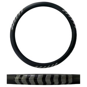 FUNDA PARA VOLANTE GRANDE CON REFLEJANTE DE 40 CM CON FLECHAS ONDULADAS NEGRO CON AZUL.
