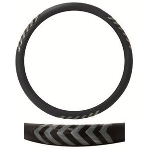 FUNDA PARA VOLANTE GRANDE CON REFLEJANTE DE 40 CM CON PUNTAS DE FLECHA NEGRO CON PLATA.