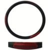 FUNDA PARA VOLANTE GRANDE CON REFLEJANTE DE 40 CM CON FIGURA DE REJA NEGRO CON ROJO.