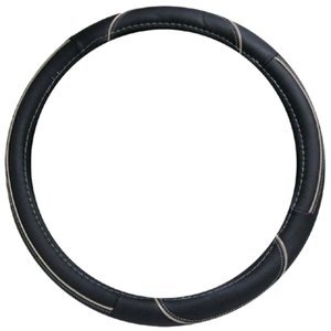 FUNDA PARA VOLANTE GRANDE DE 40 CM NEGRA CON LÍNEA NEGRO CON GRIS.
