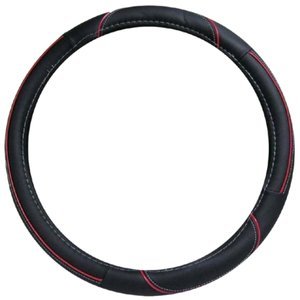 FUNDA PARA VOLANTE GRANDE DE 40 CM NEGRA CON LÍNEA NEGRO CON ROJO.