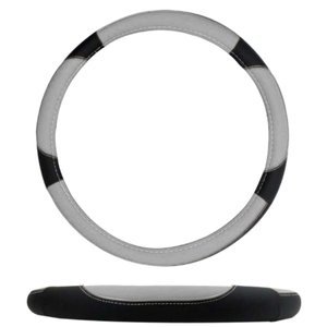 FUNDA PARA VOLANTE GRANDE DE 40 CM NEGRA CON LÍNEA NEGRO GRIS.