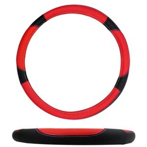 FUNDA PARA VOLANTE GRANDE DE 40 CM NEGRA CON LÍNEA NEGRO CON ROJO.