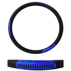 FUNDA PARA VOLANTE EXTRA EXTRA GRANDE CON REFLEJANTE DE 45 CM CON FIGURA DE REJA NEGRO CON AZUL