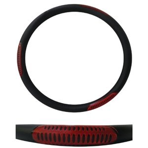 FUNDA PARA VOLANTE EXTRA EXTRA GRANDE CON REFLEJANTE DE 45 CM CON FIGURA DE REJA NEGRO CON ROJO