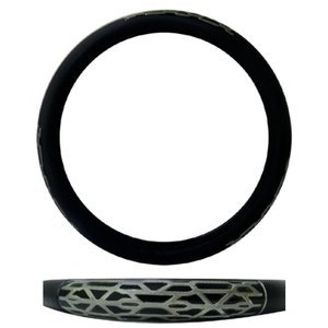 FUNDA PARA VOLANTE EXTRA EXTRA GRANDE CON REFLEJANTE DE 45 CM CON TELARAÑA NEGRO CON AZUL.