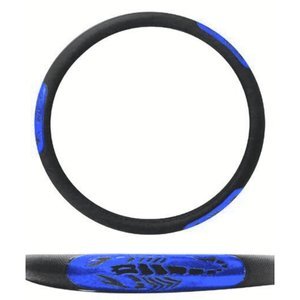 FUNDA PARA VOLANTE EXTRA EXTRA GRANDE CON REFLEJANTE DE 45 CM CON ESCORPIÓN NEGRO CON AZUL