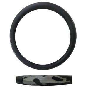FUNDA PARA VOLANTE EXTRA EXTRA GRANDE NEGRA CON REFLEJANTE PLATA DE 45 CM CON MUJER.