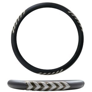 FUNDA PARA VOLANTE JUMBO CON REFLEJANTE DE 47 CM CON PUNTAS DE FLECHA NEGRO CON PLATA.