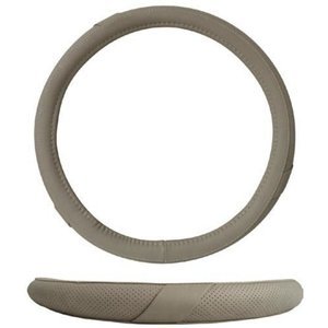FUNDA PARA VOLANTE DE PIEL MEDIANA DE 38 CM CON PUNTOS GRIS.