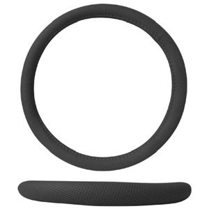 FUNDA PARA VOLANTE DE PIEL MEDIANA DE 38 CM CON PUNTOS NEGRO.
