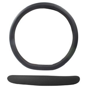 FUNDA PARA VOLANTE DE PIEL MEDIANA DE 38 CM CON PUNTOS NEGRO EN FORMA D