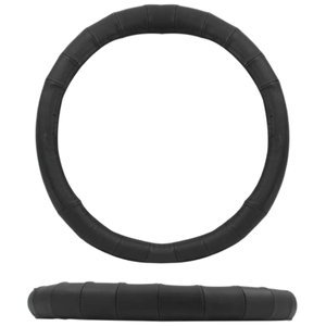 FUNDA PARA VOLANTE DE PIEL GENUINA MEDIANA DE 38 CM CON 6 SECCIONES NEGRA