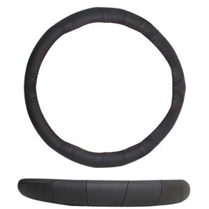 FUNDA PARA VOLANTE DE PIEL GENUINA MEDIANA DE 38 CM CON 3 SECCIONES NEGRA.