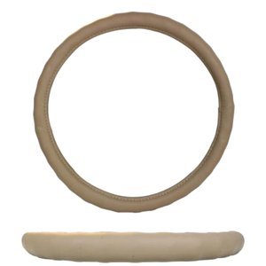 FUNDA PARA VOLANTE DE PIEL GRANDE DE 40 CM CON DEDOS MARCADOS BEIGE