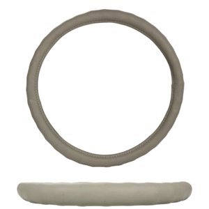 FUNDA PARA VOLANTE DE PIEL GRANDE DE 40 CM CON DEDOS MARCADOS GRIS