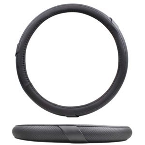 FUNDA PARA VOLANTE DE PIEL CHICA DE 36 CM CON PUNTOS NEGRA.