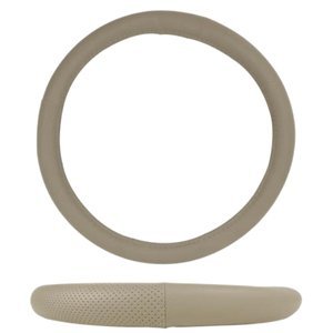FUNDA PARA VOLANTE DE PIEL CHICA DE 36 CM CON PUNTOS GRANDES BEIGE.