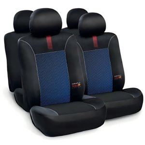 FUNDA PARA ASIENTO RED BULL 4 PLAZAS (10 PC) POWER BAR NEGRO CON AZUL
