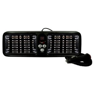 ESTROBO DE VISERA CON 96 LEDS MICAS TRANSPARENTES Y 12 FUNCIONES AZUL CON ROJO.