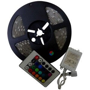 ROLLO DE 5M LED 5050 RGB 30 LEDS/M C/CONTROL FONDO NEGRO