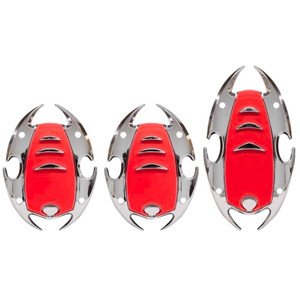 CUBREPEDAL TIPO ESCARABAJO CROMO CON HULE PARA AUTOMÓVIL ESTÁNDAR ROJO.