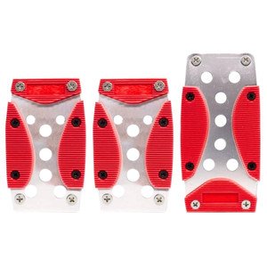 CUBREPEDAL DE ALUMINIO CON PLÁSTICO PARA AUTOMÓVIL ESTÁNDAR ROJO.