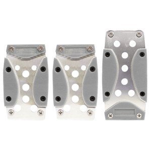CUBREPEDAL DE ALUMINIO CON PLÁSTICO PARA AUTOMÓVIL ESTÁNDAR PLATA.