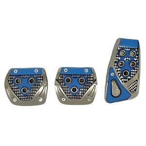 CUBREPEDAL COMBINADO CROMO CON HULE PARA AUTOMÓVIL ESTÁNDAR AZUL.