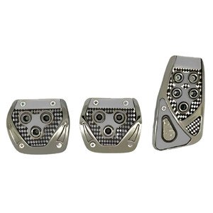 CUBREPEDAL COMBINADO CROMO CON HULE PARA AUTOMÓVIL ESTÁNDAR CARBÓN CON GRIS.