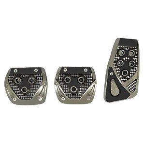 CUBREPEDAL COMBINADO CROMO CON HULE PARA AUTOMÓVIL ESTÁNDAR NEGRO.