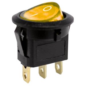 SWITCH TECLA REDONDA C/LUZ ON OFF AMARILLO