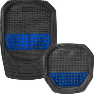 TAPETE GRUESO 4 PZAS TIPO CHAROLA NEGRO/AZUL CARBON