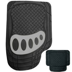 TAPETE GRUESO 4 PCS HUELLA NEGRO / PLATA