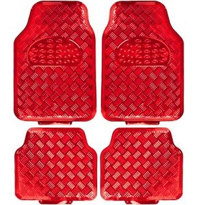 TAPETE CROMADO ECONOMICO 4 PZAS ROJO