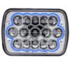 UNIDAD CUADRADA 7in CON 15 HIPER-LEDS DE 3W C/U OJO DE ANGEL AZUL PAR