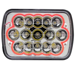 UNIDAD CUADRADA 7in CON 15 HIPER-LEDS DE 3W C/U OJO DE ANGEL ROJO PAR